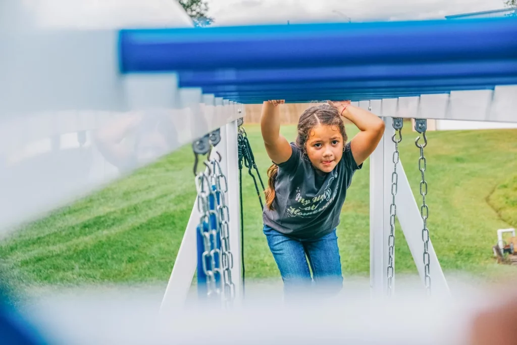 vinyl swing set with monkey bars