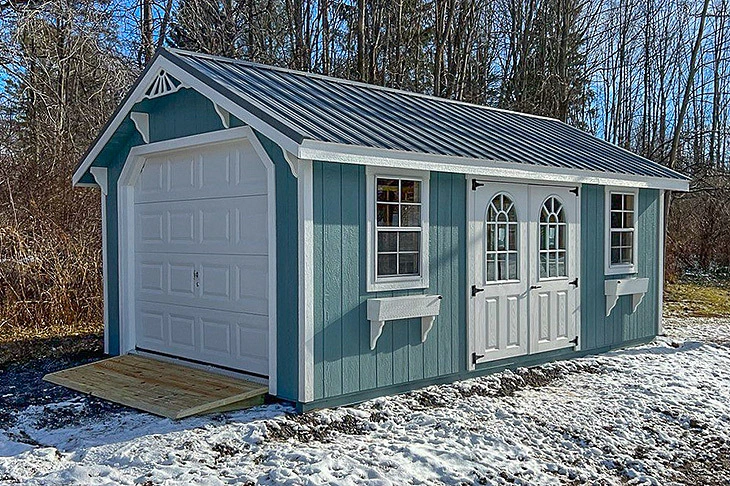 blue 12 x 20 garage workshop shed