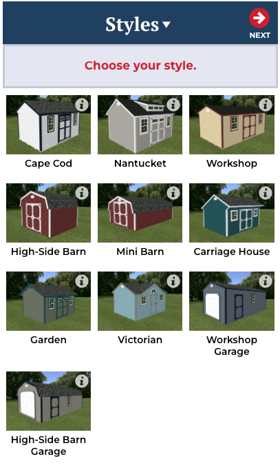 Style options for custom shed design
